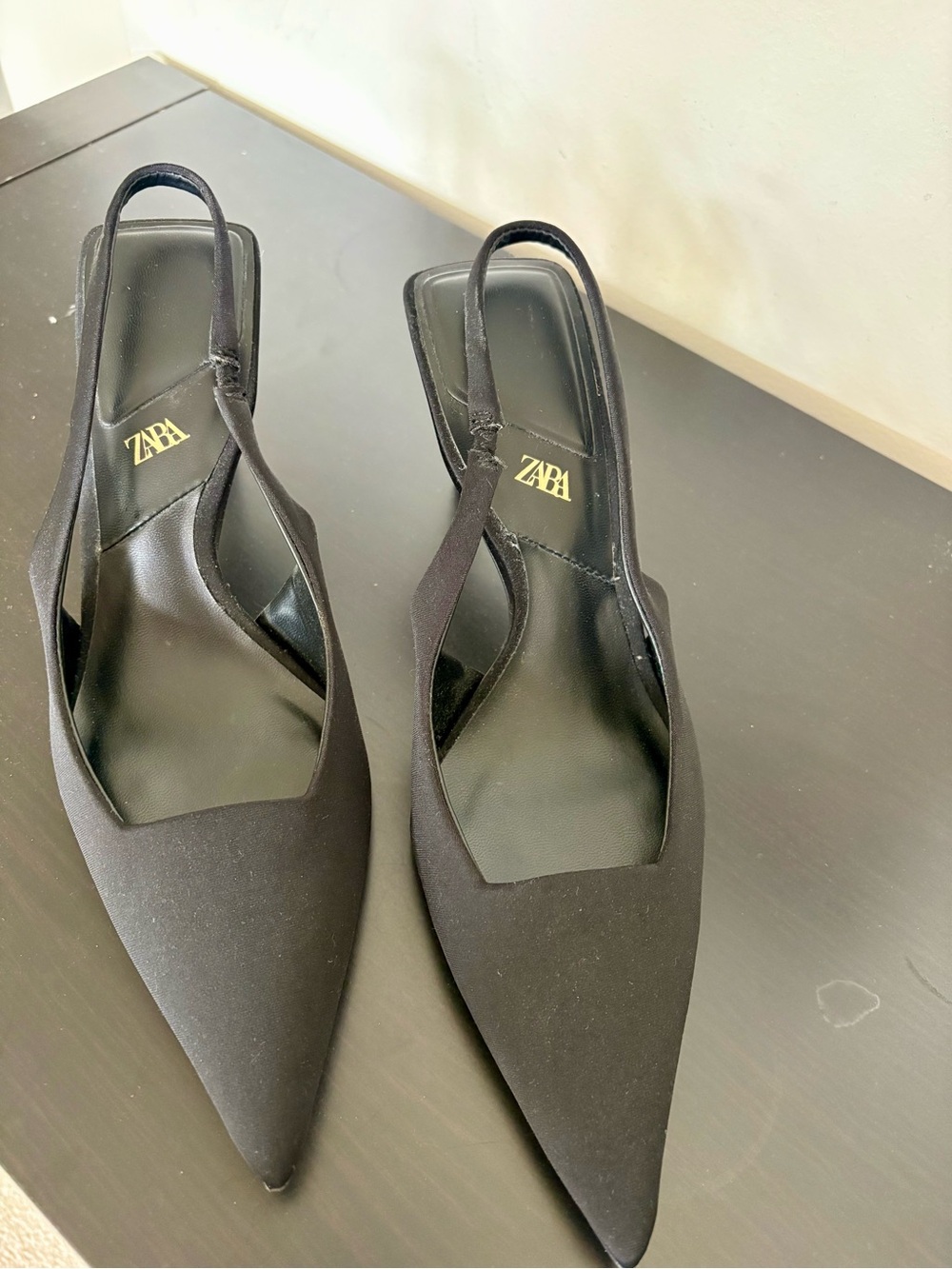 ZARA Black Pointed Slingback Stiletto Heels - Picture 4 of 6
